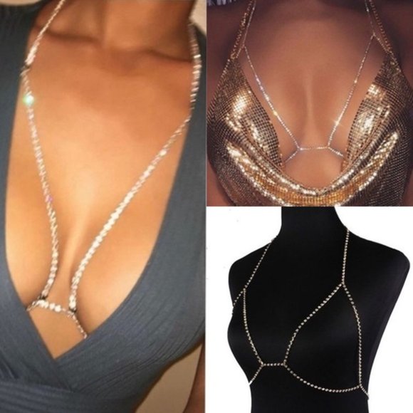 Jewelry - Best seller! Silver Rhinestone Harness Choker